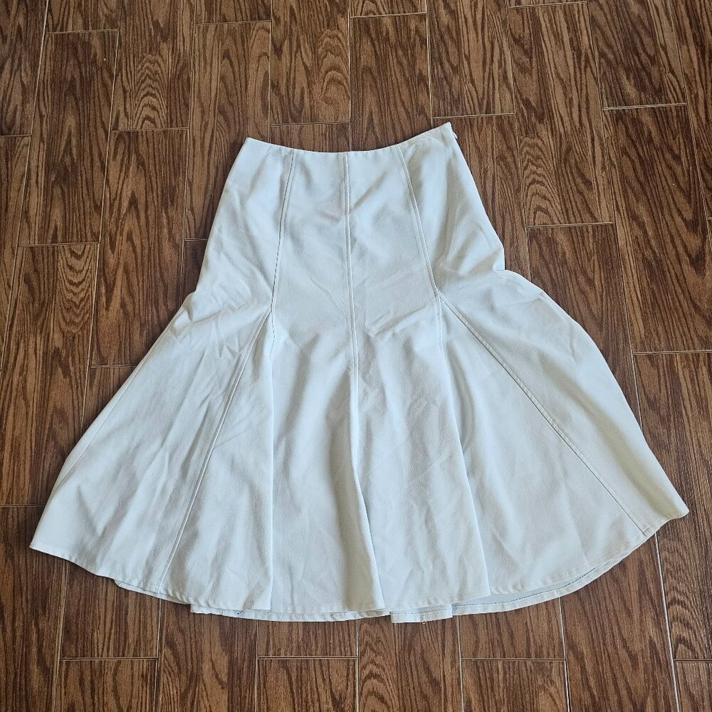 Chadwicks Cream Flare Midi Skirt | Size 10 | Seam Detail A-Line
